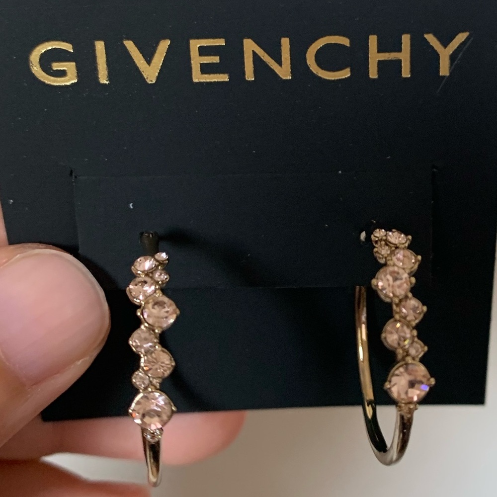Givenchy Crystal Stone Hoop Earrings
